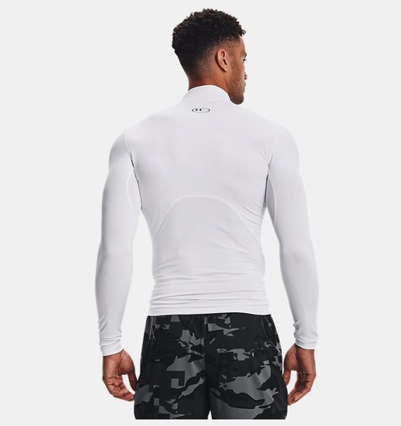Beyaz Erkek UA ColdGear Armour Compression Mock Uzun Kollu T-shirt
