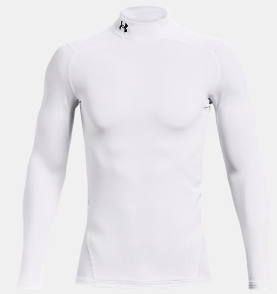 Beyaz Erkek UA ColdGear Armour Compression Mock Uzun Kollu T-shirt