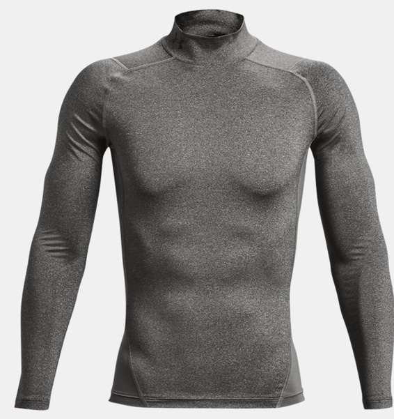 Gri Erkek UA HeatGear Armour Compression Mock Uzun Kollu T-shirt
