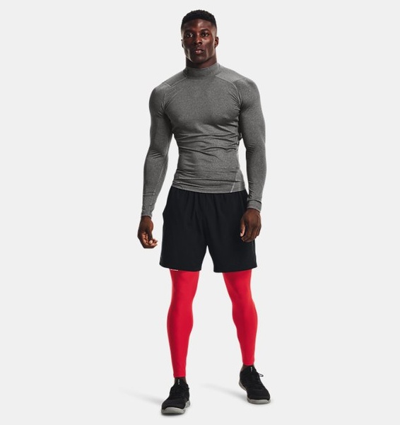 Gri Erkek UA HeatGear Armour Compression Mock Uzun Kollu T-shirt