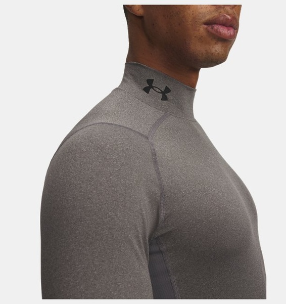 Gri Erkek UA HeatGear Armour Compression Mock Uzun Kollu T-shirt
