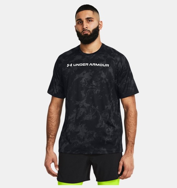Siyah Erkek UA Tech ABC Camo Kısa Kollu T-shirt