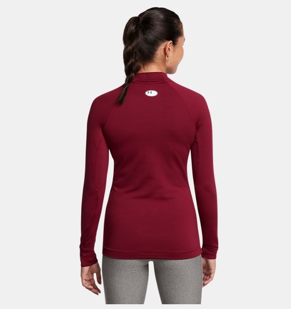 Bordo Kadın UA ColdGear Authentics Mock Uzun Kollu T-shirt