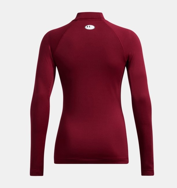 Bordo Kadın UA ColdGear Authentics Mock Uzun Kollu T-shirt