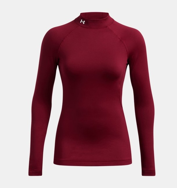 Bordo Kadın UA ColdGear Authentics Mock Uzun Kollu T-shirt