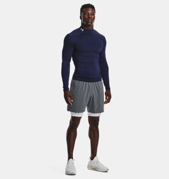 Lacivert Erkek UA HeatGear Armour Compression Mock Uzun Kollu T-shirt