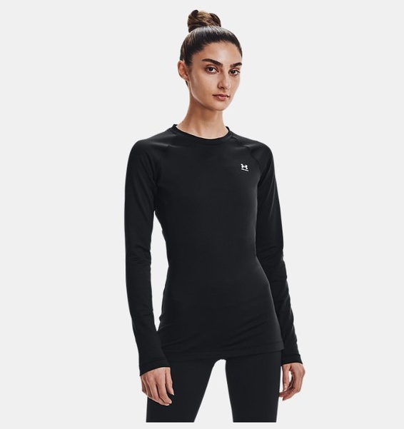 Siyah Kadın UA ColdGear Authentics Bisiklet Yaka Uzun Kollu T-shirt