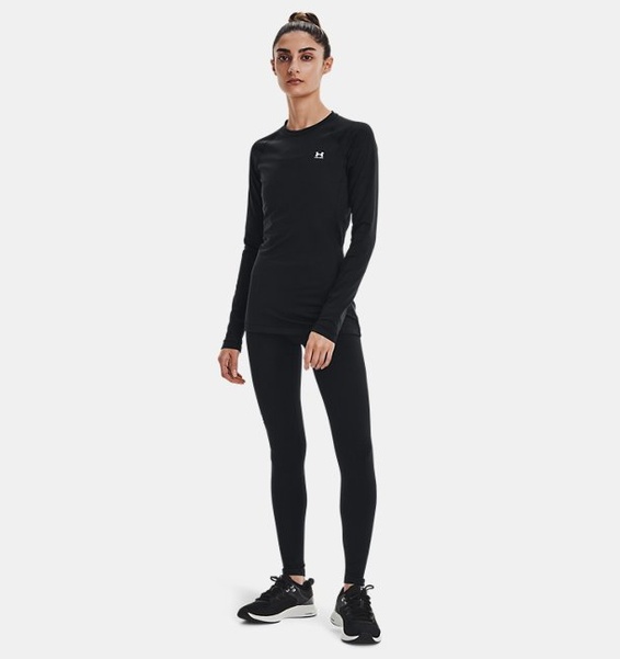 Siyah Kadın UA ColdGear Authentics Bisiklet Yaka Uzun Kollu T-shirt