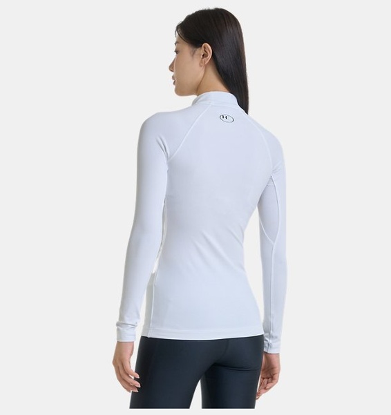 Beyaz Kadın UA ColdGear Authentics Mock Uzun Kollu T-shirt