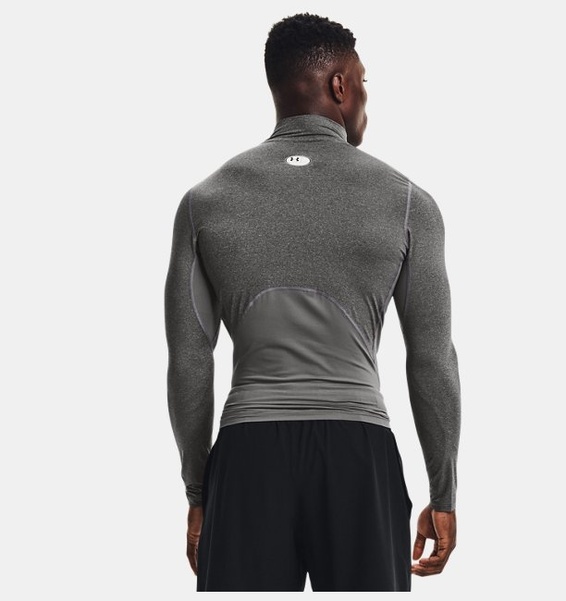 Gri Erkek UA HeatGear Armour Compression Mock Uzun Kollu T-shirt