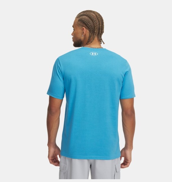 Mavi Erkek UA ABC Camo Boxed Logo Kısa Kollu T-shirt