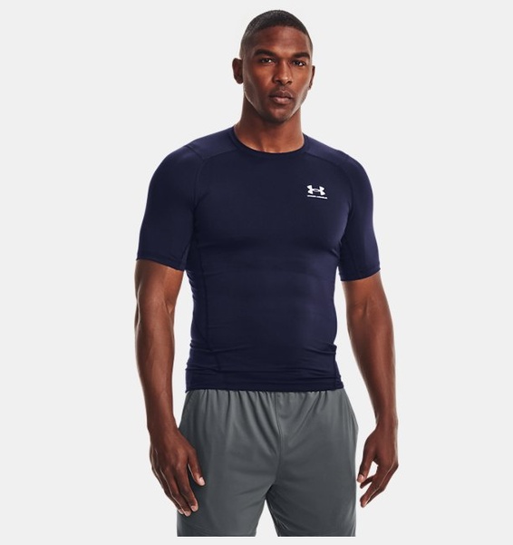 Lacivert Erkek UA HeatGear Armour Compression Kısa Kollu T-shirt