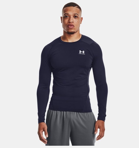 Lacivert Erkek UA HeatGear Armour Compression Uzun Kollu T-shirt