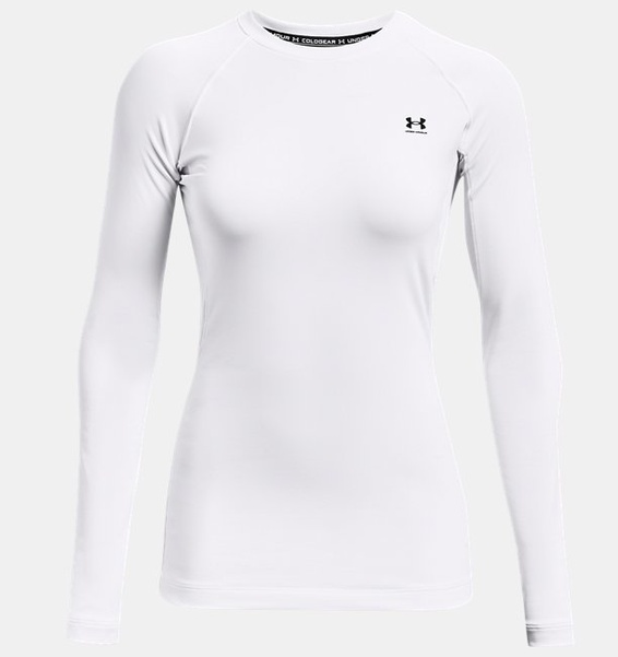 Beyaz Kadın UA ColdGear Authentics Bisiklet Yaka Uzun Kollu T-shirt