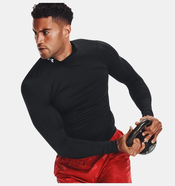 Siyah Erkek UA HeatGear Armour Compression Mock Uzun Kollu T-shirt