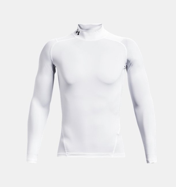 Beyaz Erkek UA HeatGear Armour Compression Mock Uzun Kollu T-shirt
