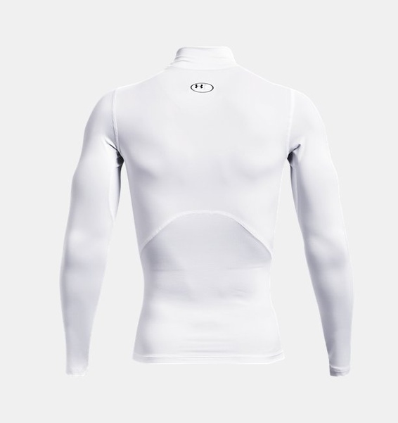 Beyaz Erkek UA HeatGear Armour Compression Mock Uzun Kollu T-shirt