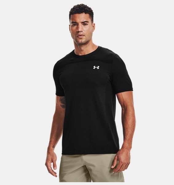 Siyah Erkek UA Dikişsiz Kısa Kollu T-shirt
