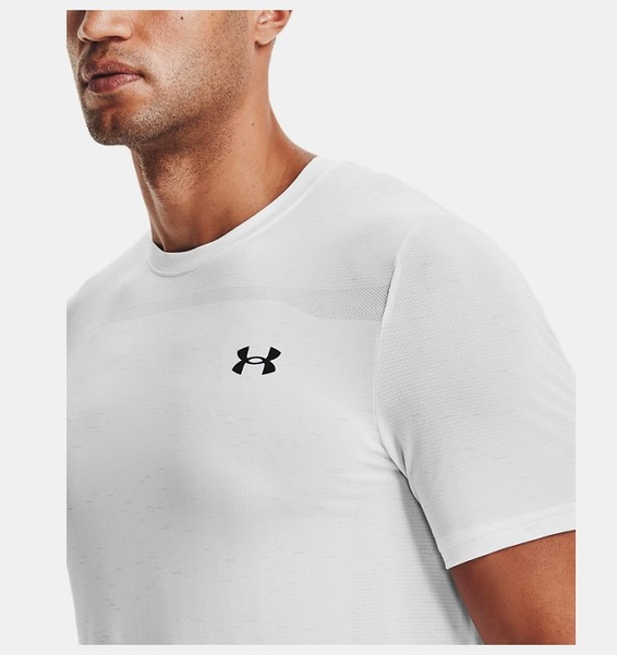 Beyaz Erkek UA Dikişsiz Kısa Kollu T-shirt