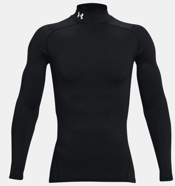 Siyah Erkek UA ColdGear Armour Compression Mock Uzun Kollu T-shirt
