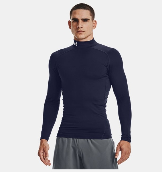 Mavi Erkek UA ColdGear Armour Compression Mock Uzun Kollu T-shirt