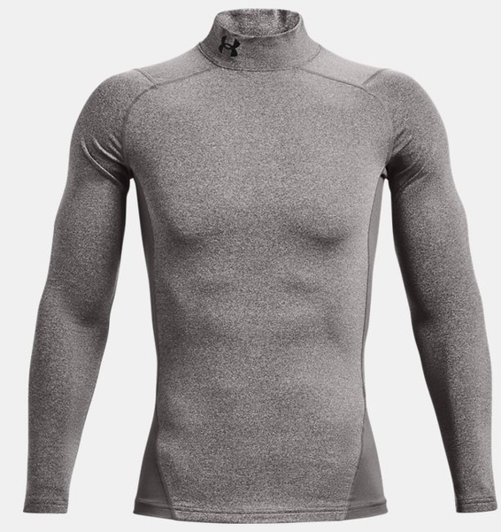 Gri Erkek UA ColdGear Armour Compression Mock Uzun Kollu T-shirt