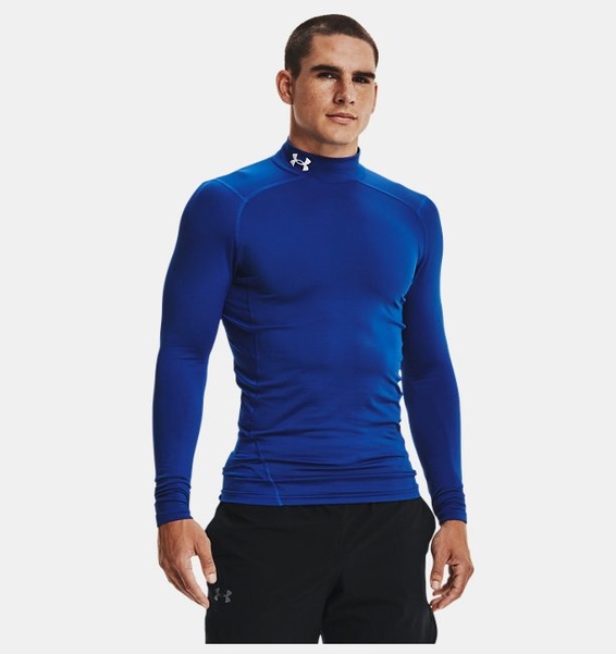 Mavi Erkek UA ColdGear Armour Compression Mock Uzun Kollu T-shirt