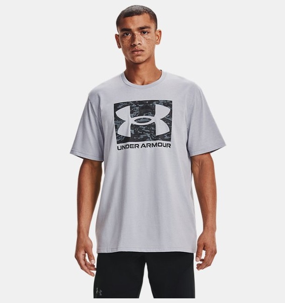 Gri Erkek UA ABC Camo Boxed Logo Kısa Kollu T-shirt