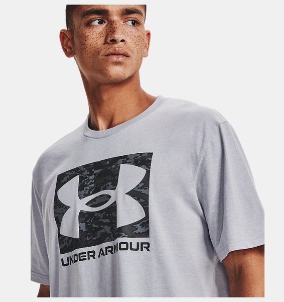 Gri Erkek UA ABC Camo Boxed Logo Kısa Kollu T-shirt