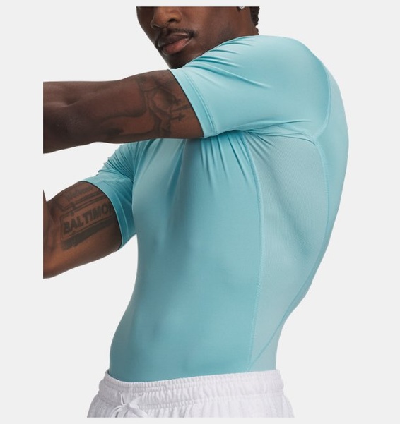 Mavi Erkek UA HeatGear Armour Compression Kısa Kollu T-shirt
