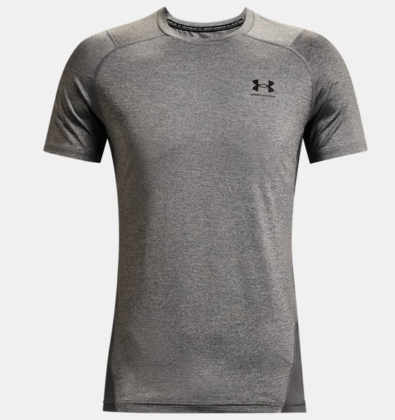 Gri Erkek UA HeatGear Armour Fitted Kısa Kollu T-shirt