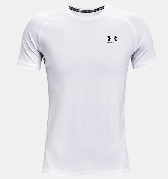Beyaz Erkek UA HeatGear Armour Fitted Kısa Kollu T-shirt