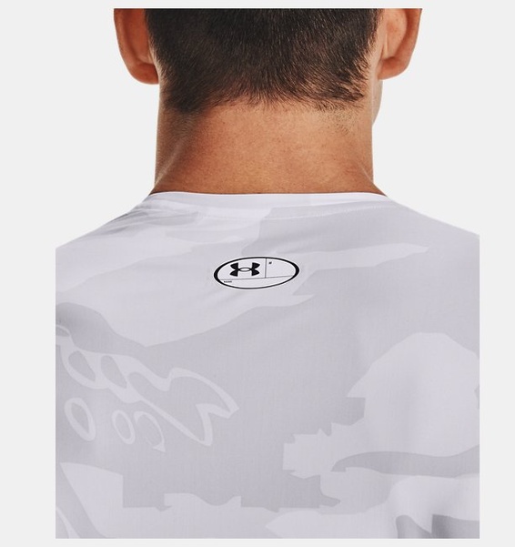 Beyaz Erkek UA Serin Tutan Compression Baskılı Kısa Kollu T-shirt