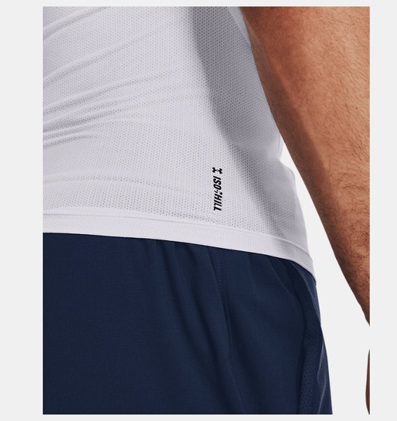 Beyaz Erkek UA Serin Tutan Compression Baskılı Kısa Kollu T-shirt