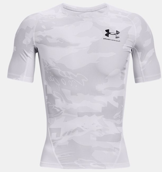 Beyaz Erkek UA Serin Tutan Compression Baskılı Kısa Kollu T-shirt
