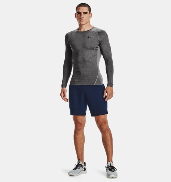 Gri Erkek UA HeatGear Armour Compression Uzun Kollu T-shirt