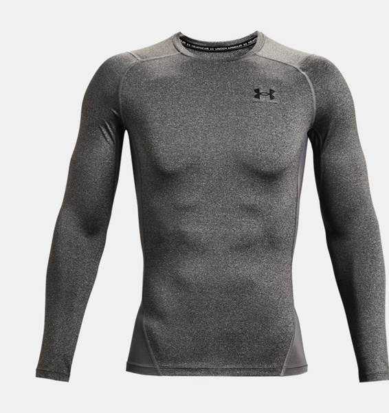 Gri Erkek UA HeatGear Armour Compression Uzun Kollu T-shirt