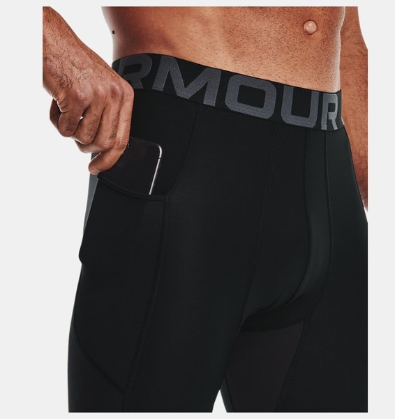 Siyah Erkek UA HeatGear Armour 3/4 Tayt