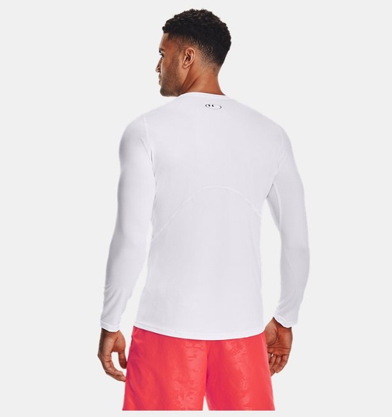 Beyaz Erkek HeatGear® Armour Fitted Uzun Kollu T-shirt