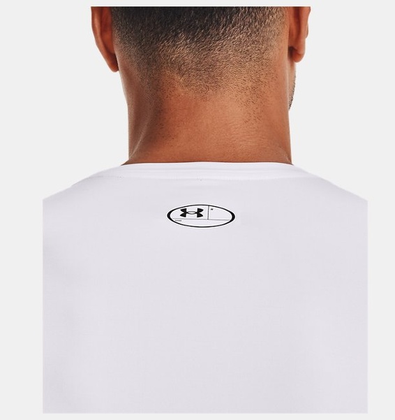 Beyaz Erkek HeatGear® Armour Fitted Uzun Kollu T-shirt