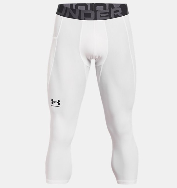 Beyaz Erkek UA HeatGear Armour 3/4 Tayt