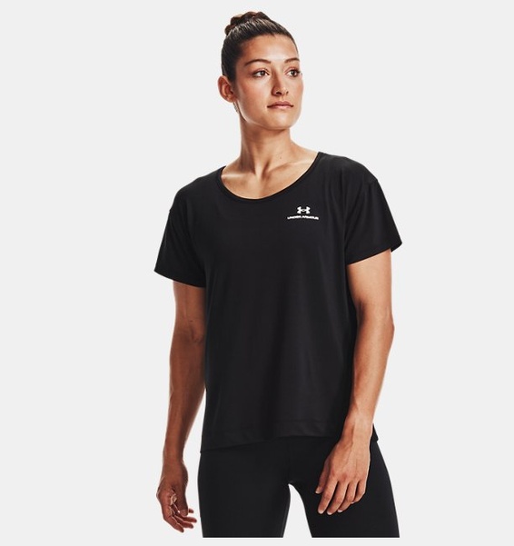 Siyah Kadın UA RUSH™ Energy Core Kısa Kollu T-shirt