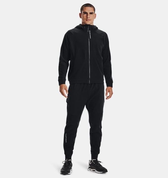 Siyah Erkek UA RUSH™ Fleece Tam Boy Fermuarlı Kapüşonlu Üst