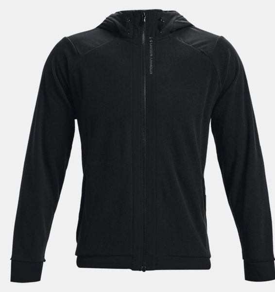 Siyah Erkek UA RUSH™ Fleece Tam Boy Fermuarlı Kapüşonlu Üst
