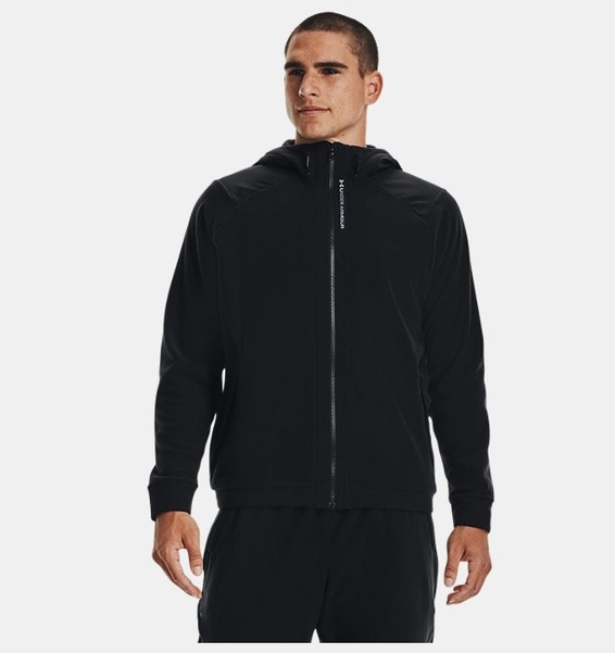 Siyah Erkek UA RUSH™ Fleece Tam Boy Fermuarlı Kapüşonlu Üst