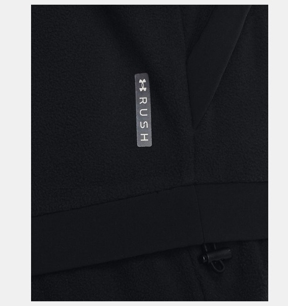 Siyah Erkek UA RUSH™ Fleece Tam Boy Fermuarlı Kapüşonlu Üst