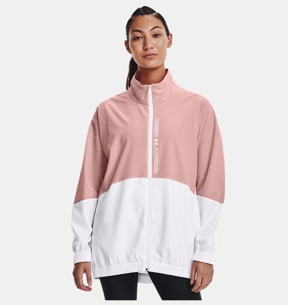 Lila Kadın UA Dokuma Oversized Tam Boy Fermuarlı Mont