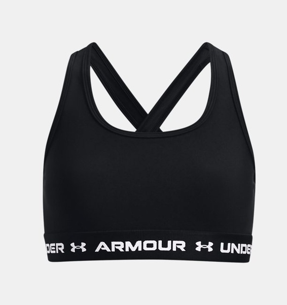 Siyah Çocuk UA Crossback Mid Solid Spor Sütyeni