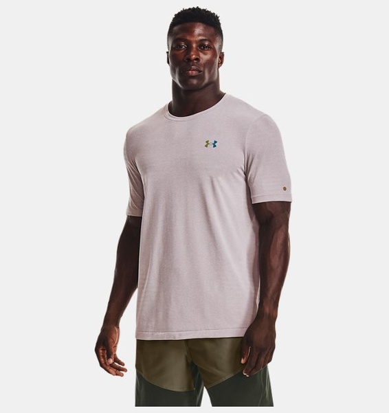 Gri Erkek UA RUSH™ Dikişsiz GeoSport Kısa Kollu T-shirt
