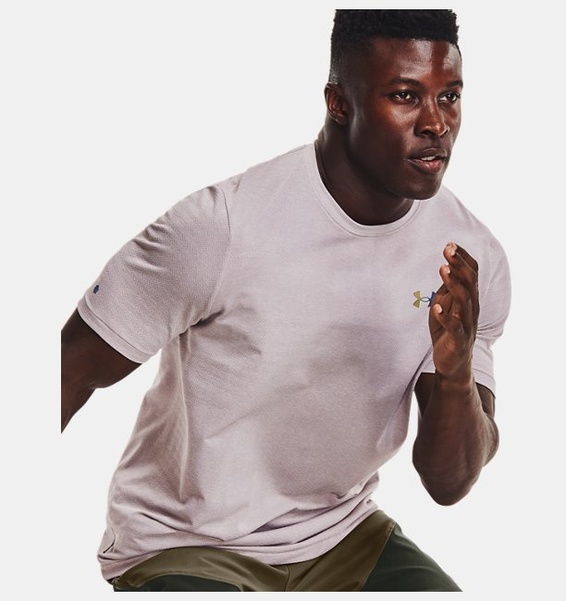Gri Erkek UA RUSH™ Dikişsiz GeoSport Kısa Kollu T-shirt